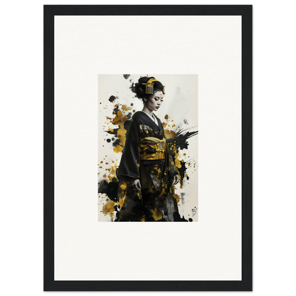 Artistic portrait of a geisha in traditional kimono, special edition art™ with splatter effects