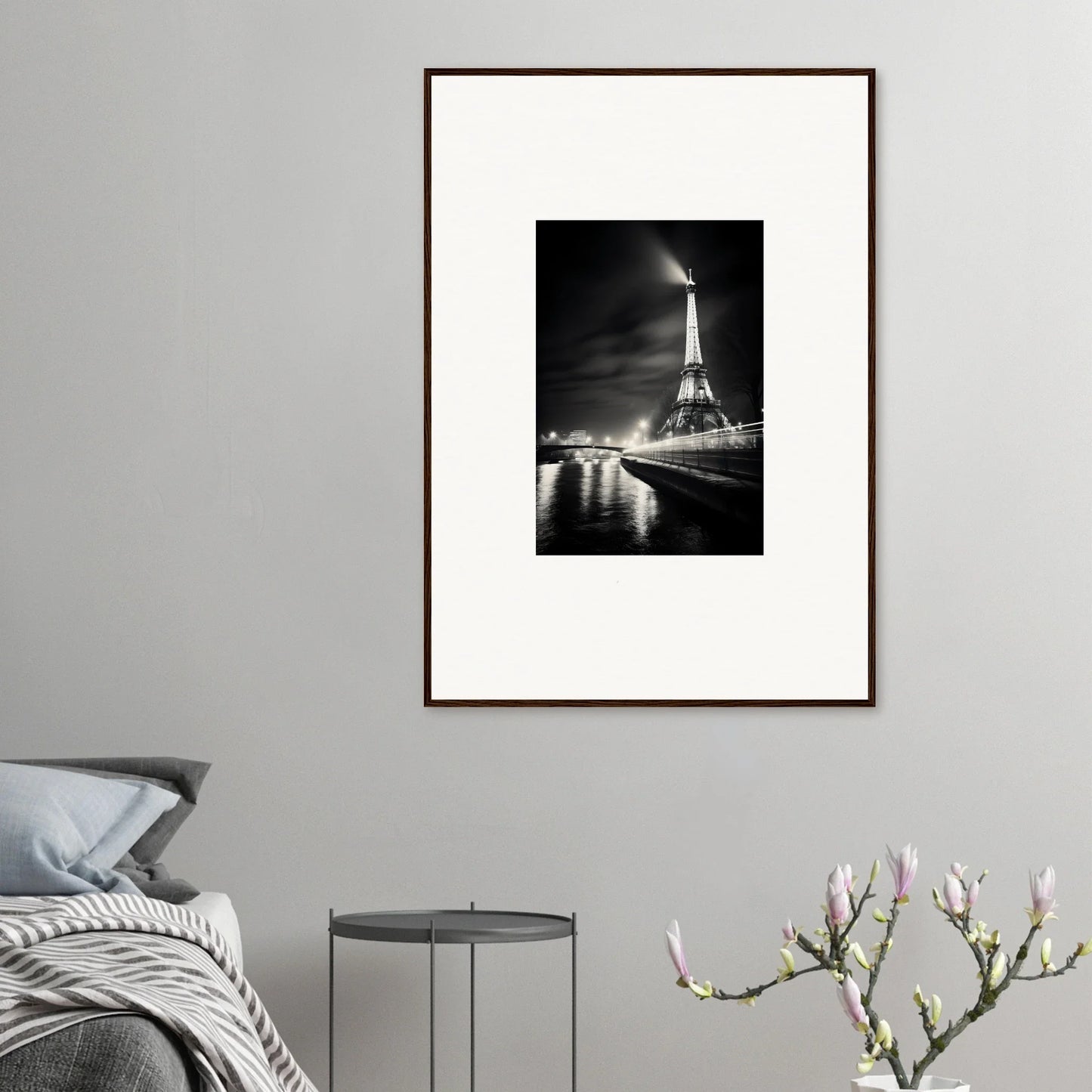 Framed black and white Eiffel Tower art, a stunning Paris Radiates Eleepizarre piece