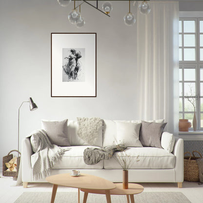 Cozy White Sofa with Gray and Cream Pillows from Metaphoric Taurus Whispers Special Edition Art™