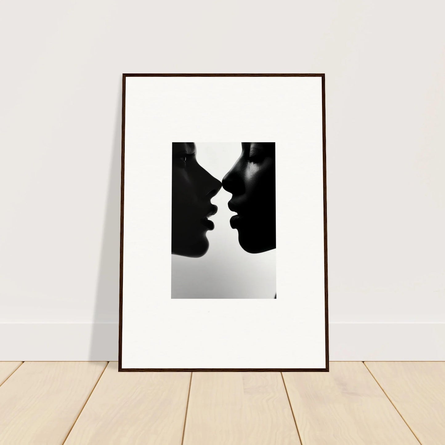 Framed black and white art of silhouettes in the Narcissus Mirror Haze special edition