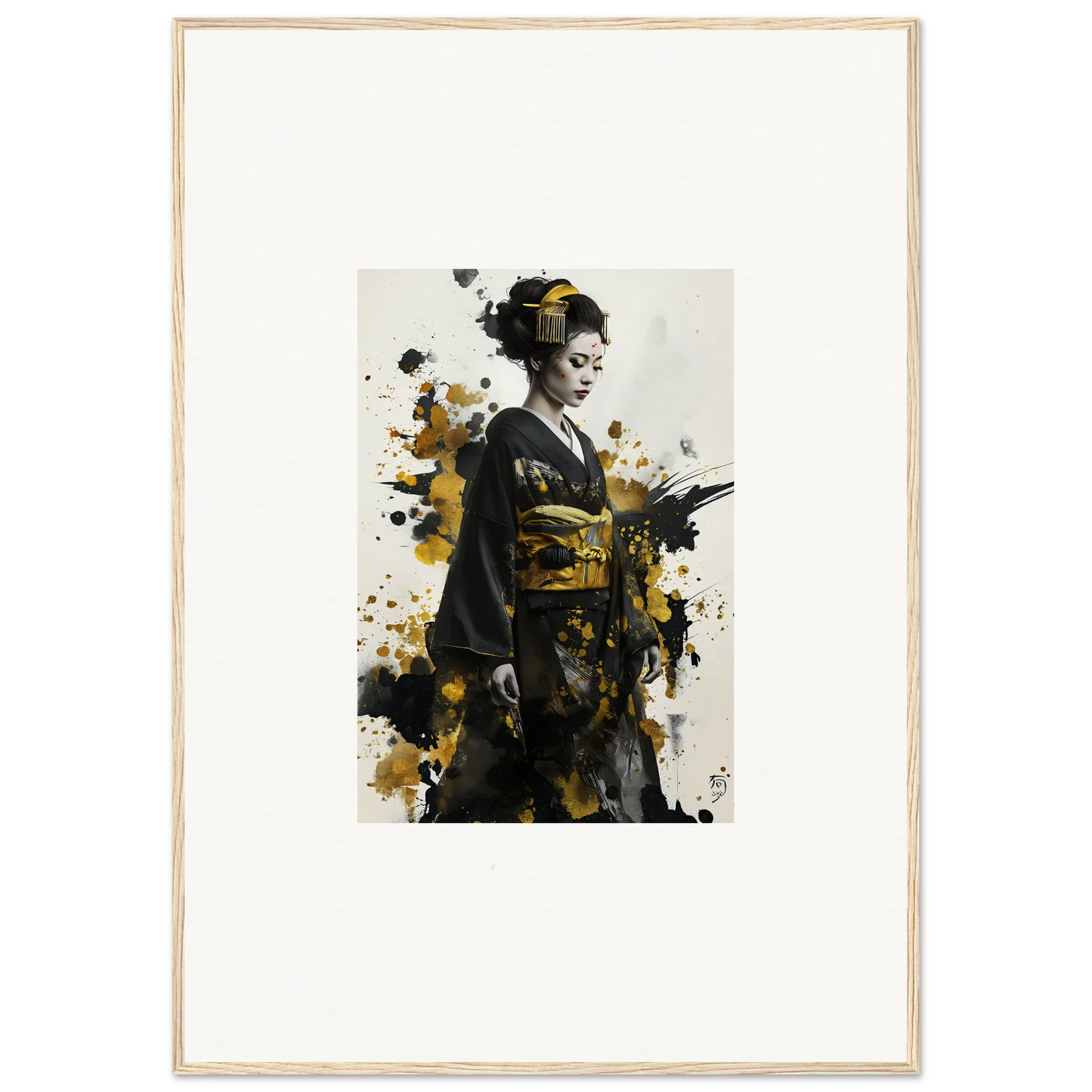 Artistic portrait of a geisha in a kimono, featured in Send of Echoes special edition art™