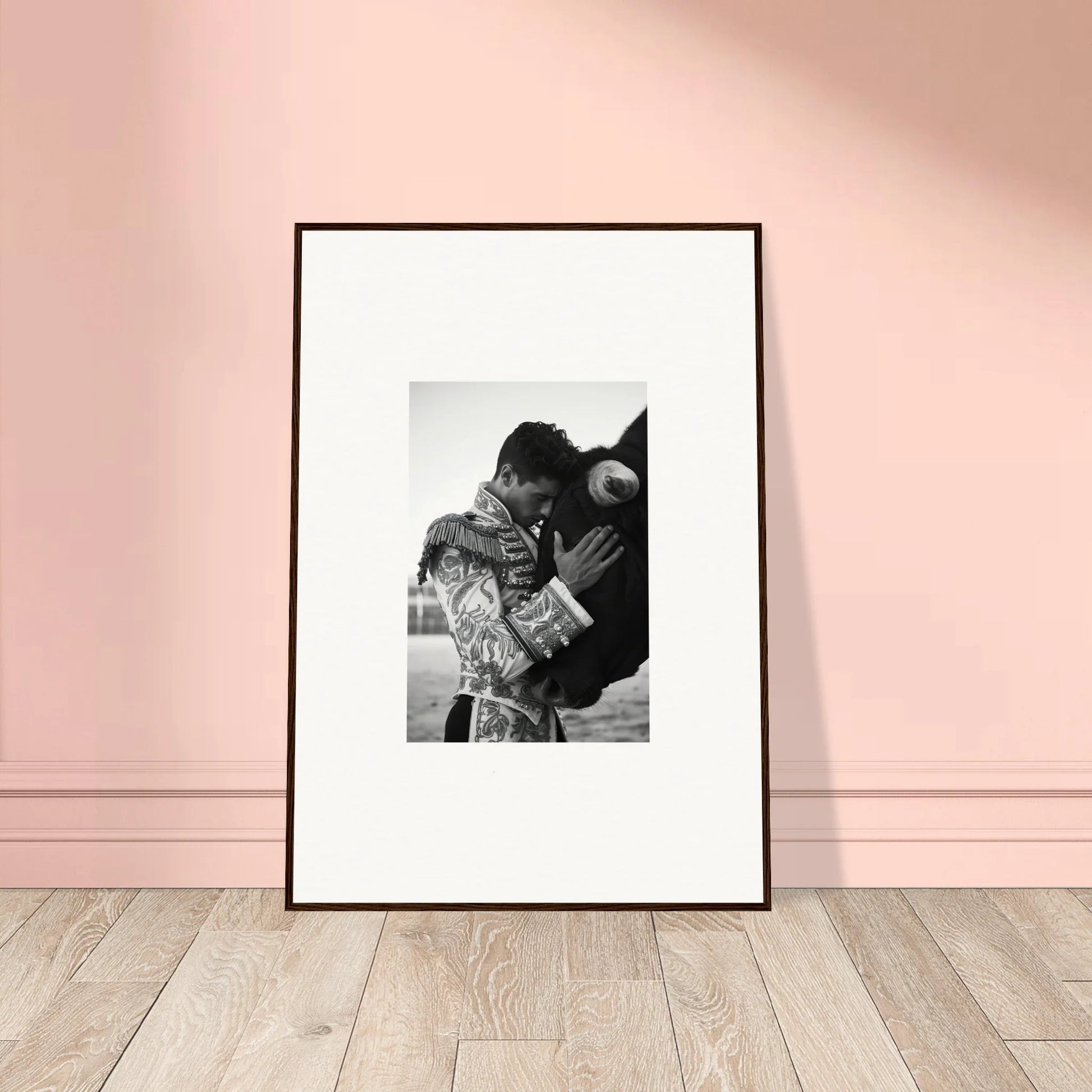 Black and white photo in a sleek frame from the Triumphant Shadows Embrace collection