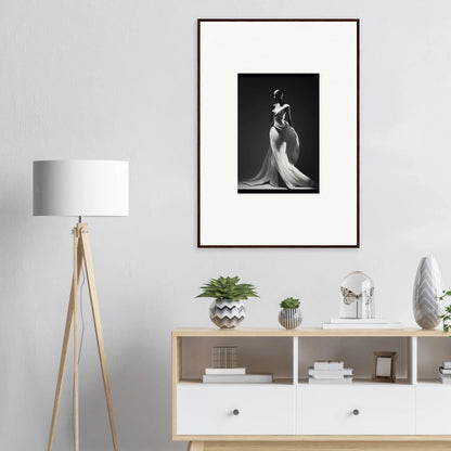 Framed black and white photo of elegance in Gossamer Ivory Whispers special edition art™