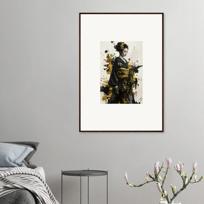 Framed black and gold watercolor portrait from Eclipsed Ukiyo Symphony special edition art™