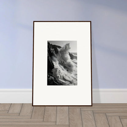 Framed black and white photo of crashing waves, Tempest Winks Reverie special edition art™