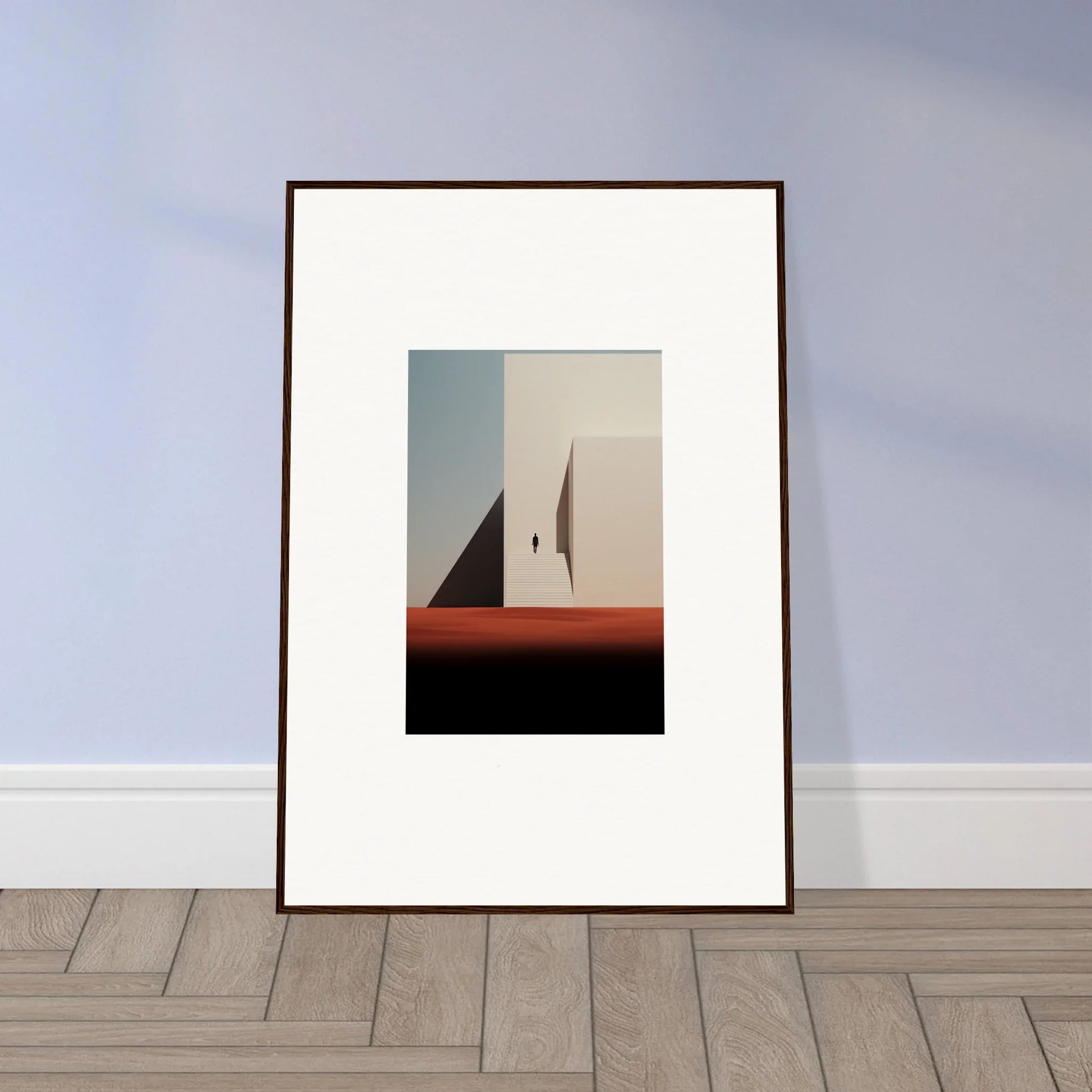 Framed minimalist art print of geometric shapes in Sombra Espérante Architecture style