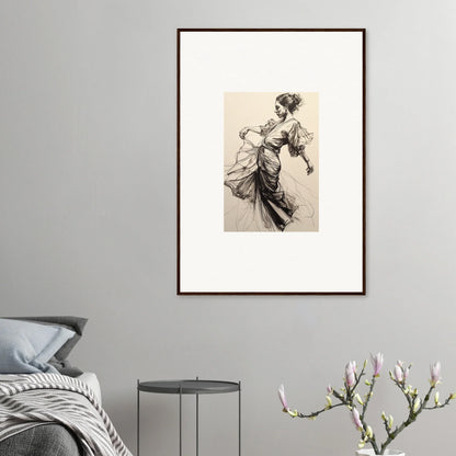 Framed wall art of a woman in flowing dress from Ephemeral Ink Serenade collection