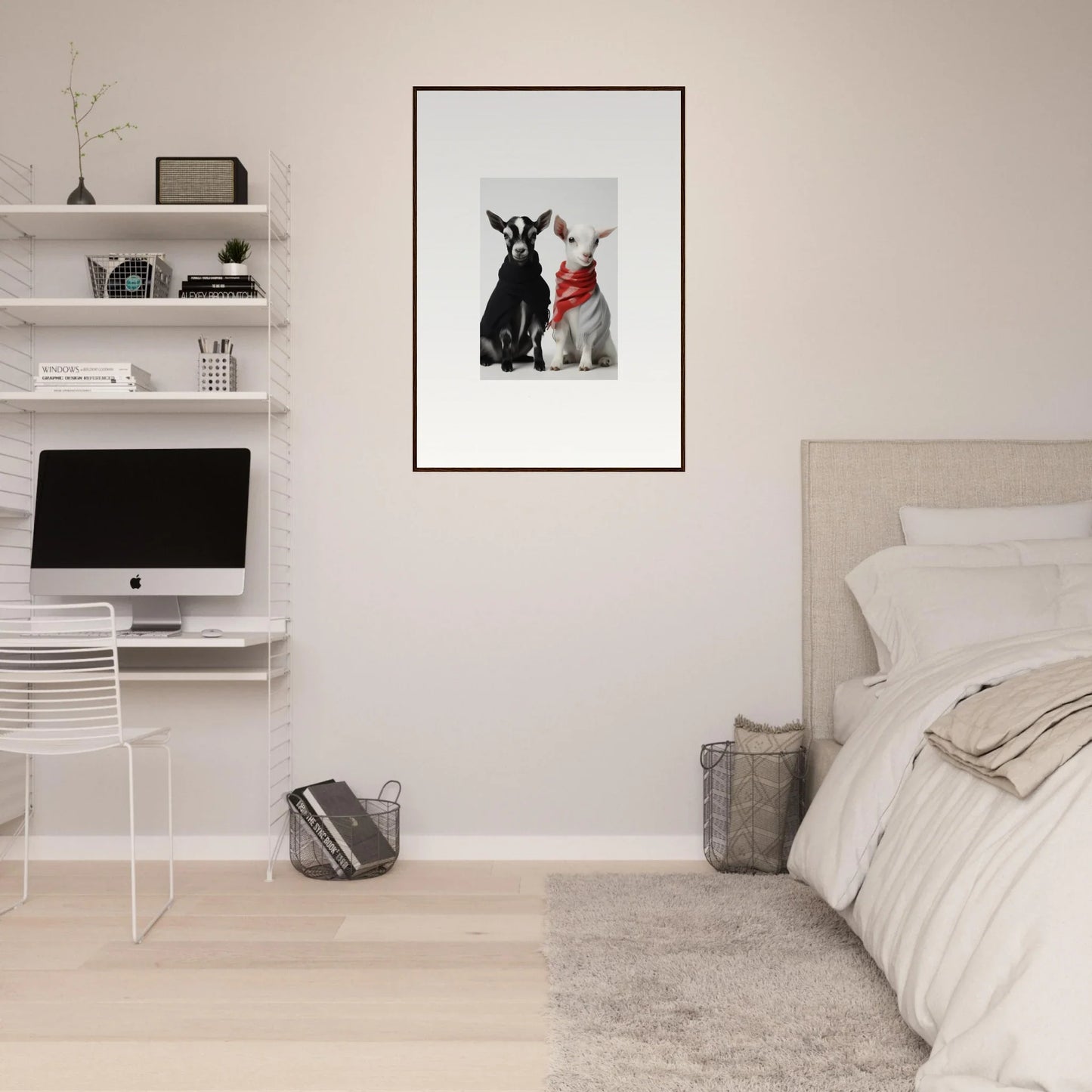 Framed black and white photo of two cats with a red accent from Rainbow Twin Dreams