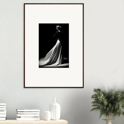 Framed black and white art of a flowing gown, part of the Veiled Monochrome Journey