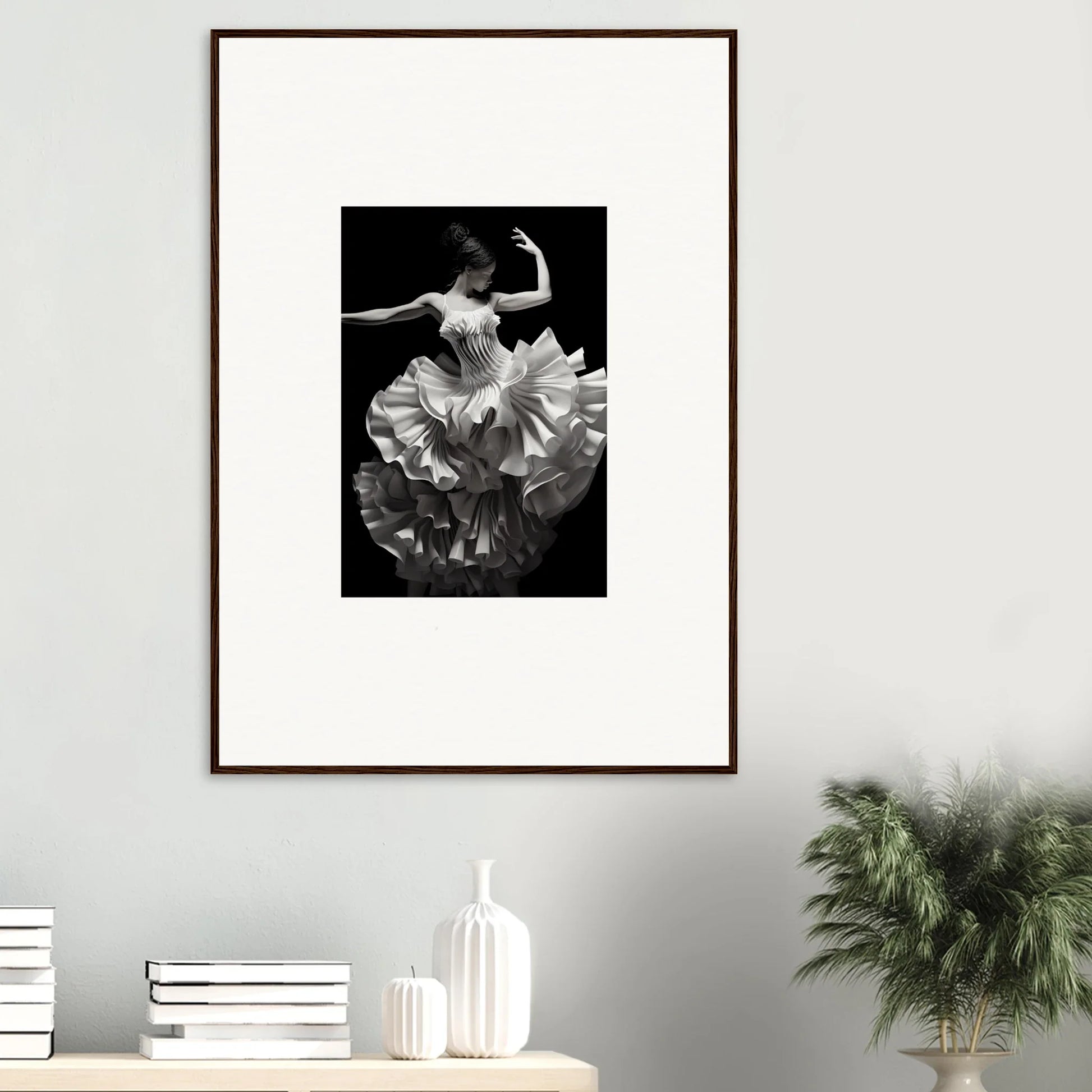 Framed black and white ballet dancer photo, perfect for Tangled Luminous Laces collection