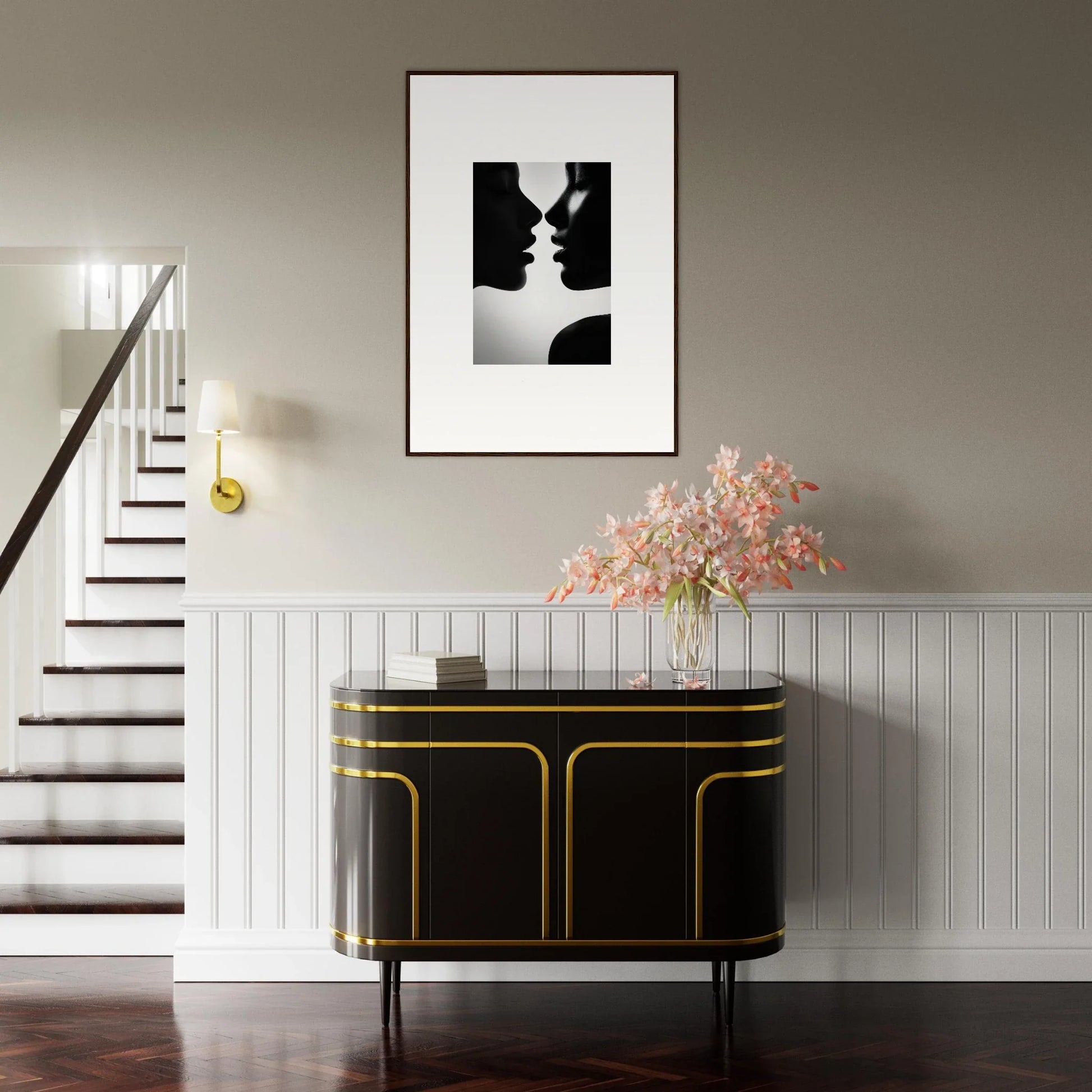 Art Deco black cabinet with gold trim from Sables Dance special edition Art™ collection