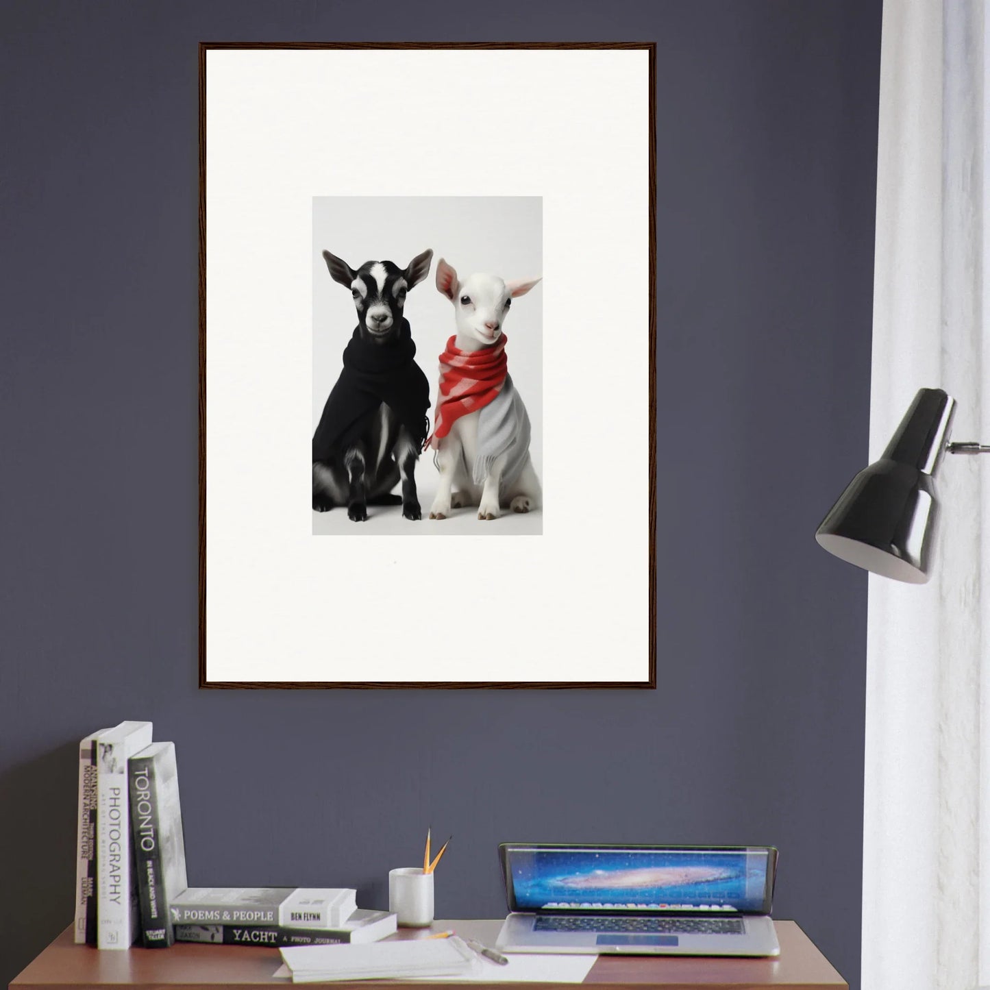 Framed wall art of two bandana-wearing dogs for Rainbow Twin Dreams special edition art™