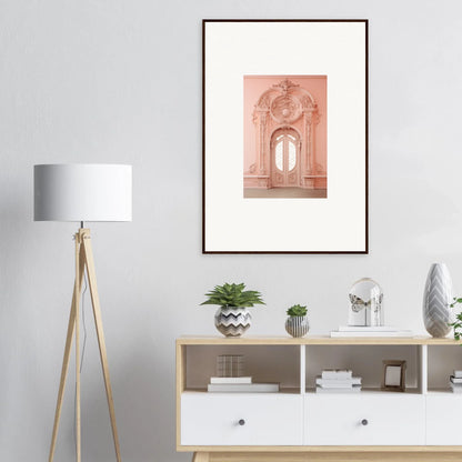 Framed pink Architectural Artwork of ornate baroque doorway for Ether Pendantia Portal