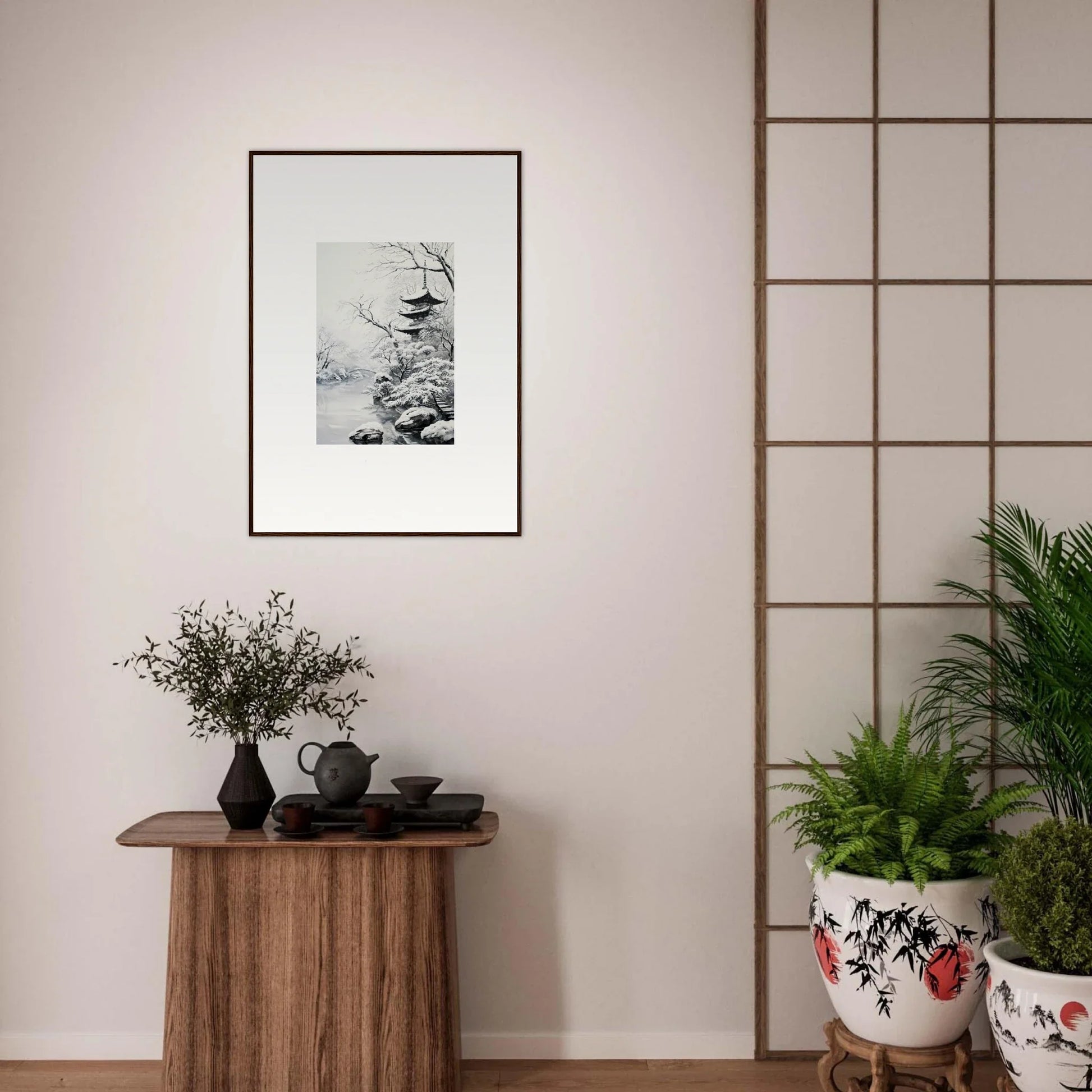 Black and white framed wall art of a winter tree in Twilight Rebirth Narrative