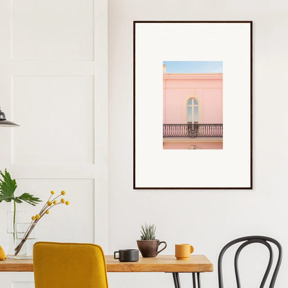 Framed wall art of a pink building facade for Peach Tranquil Portal special edition