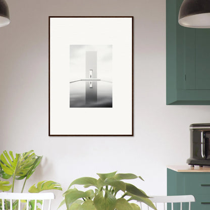 Framed black and white minimalist photograph of a lighthouse for Dreamer’s Vanishing Silhouette