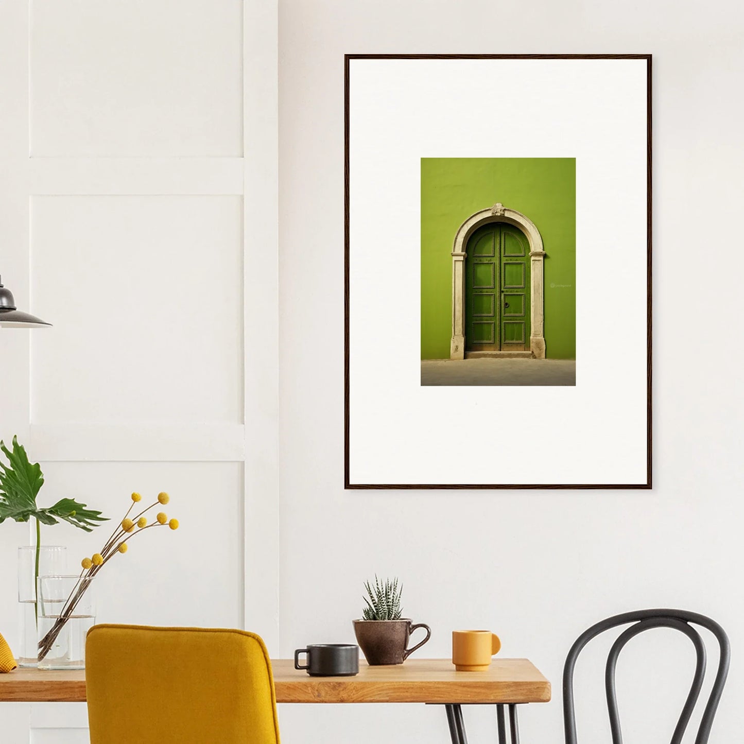 Framed photograph of a green arched doorway in Vert Barcode Reverie special edition art™