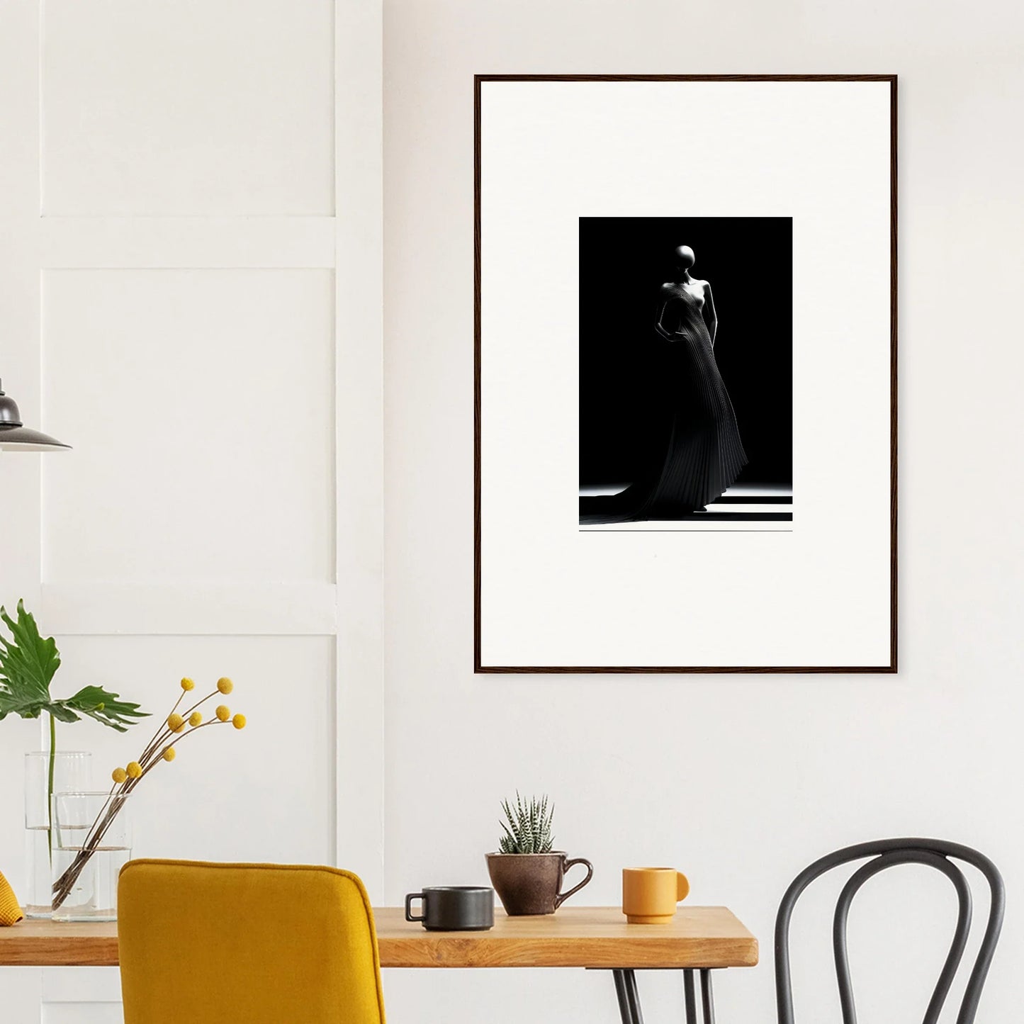 Framed black and white art photo from Echoes Velvet Mirage in dramatic lighting