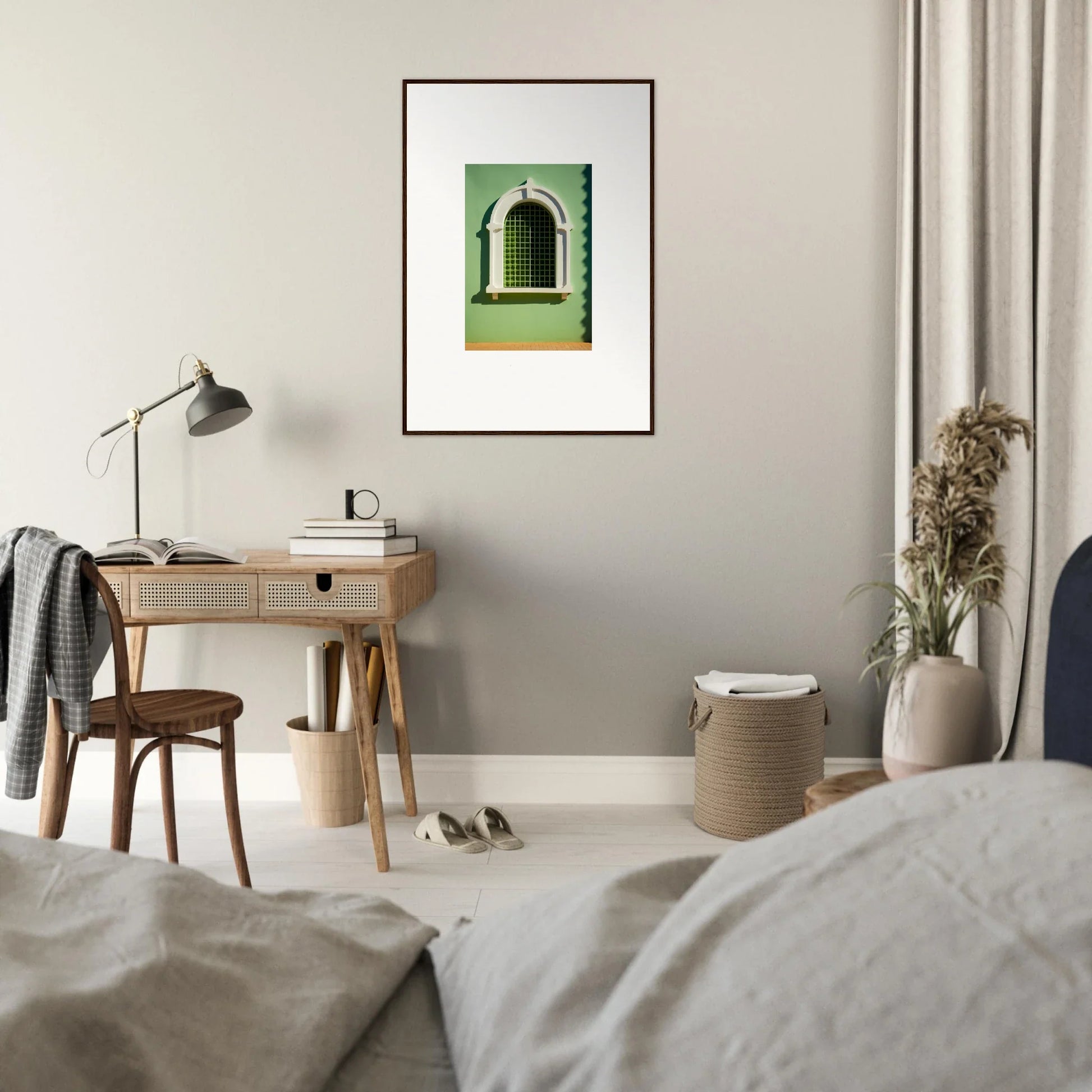 Framed art print of a green architectural archway for the Visible Equilibrium Window