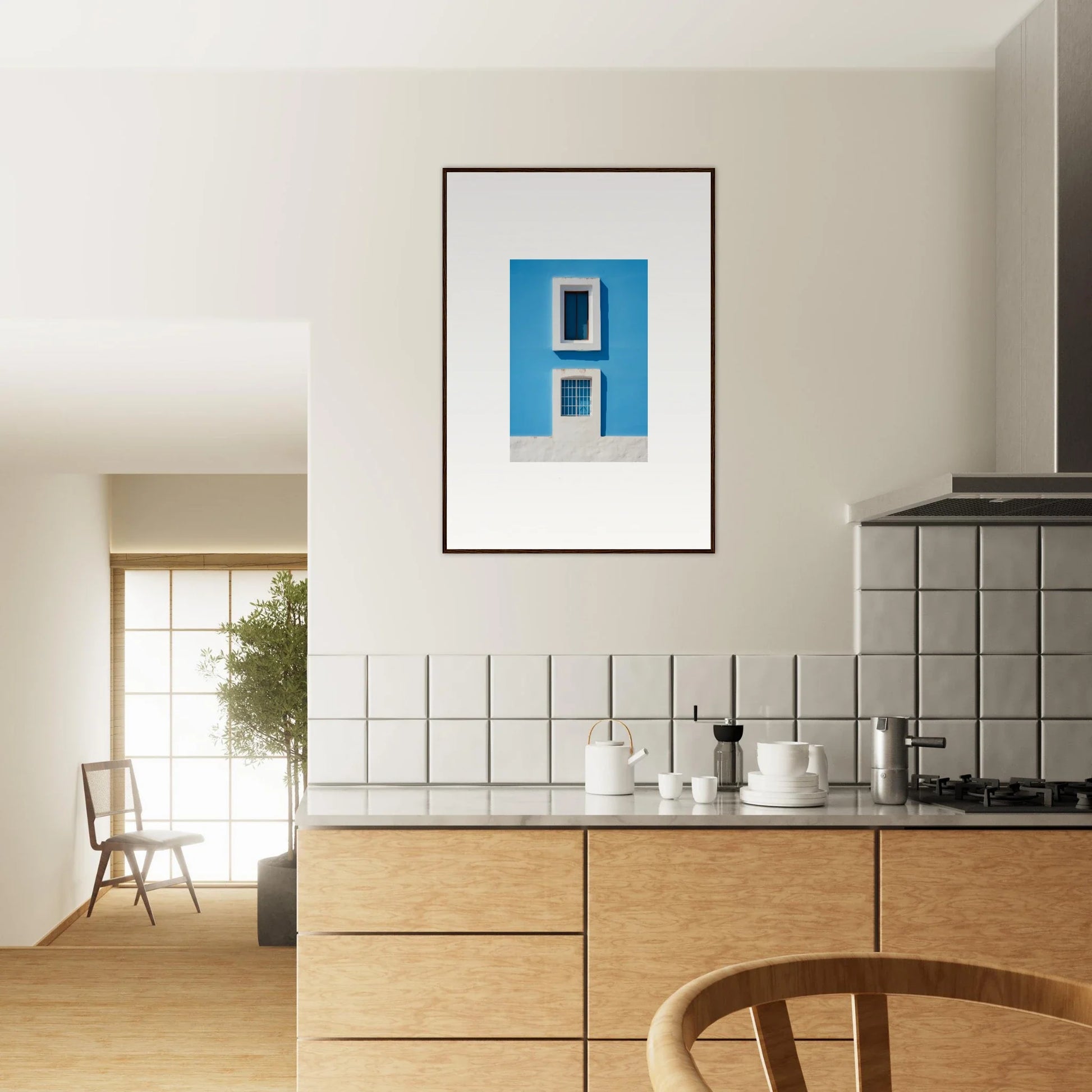 Framed wall art showcasing blue architectural detail in Isles Encompassed Vista