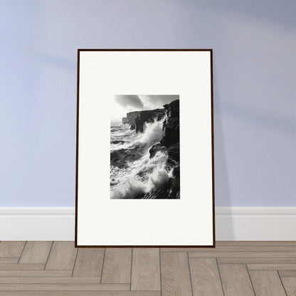 Framed black and white ocean waves art from Rock Impressions for premium wall display