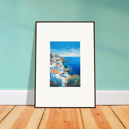 Framed photo of Santorini’s blue domes in Sunlit Dreamscape Promise special edition art™