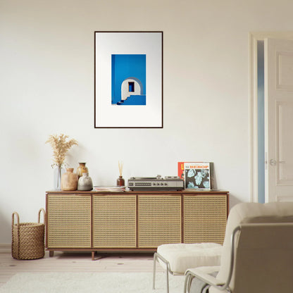 Rattan-fronted wooden credenza with four doors from Doorway of Dreams special edition art™