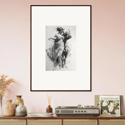 Framed wall art of a dancer in fabric capturing the essence of Forest Flame Dance