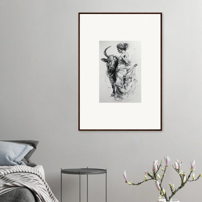 Framed sketch of a classical figure in robes for Marvelous Taurine Serenade art™