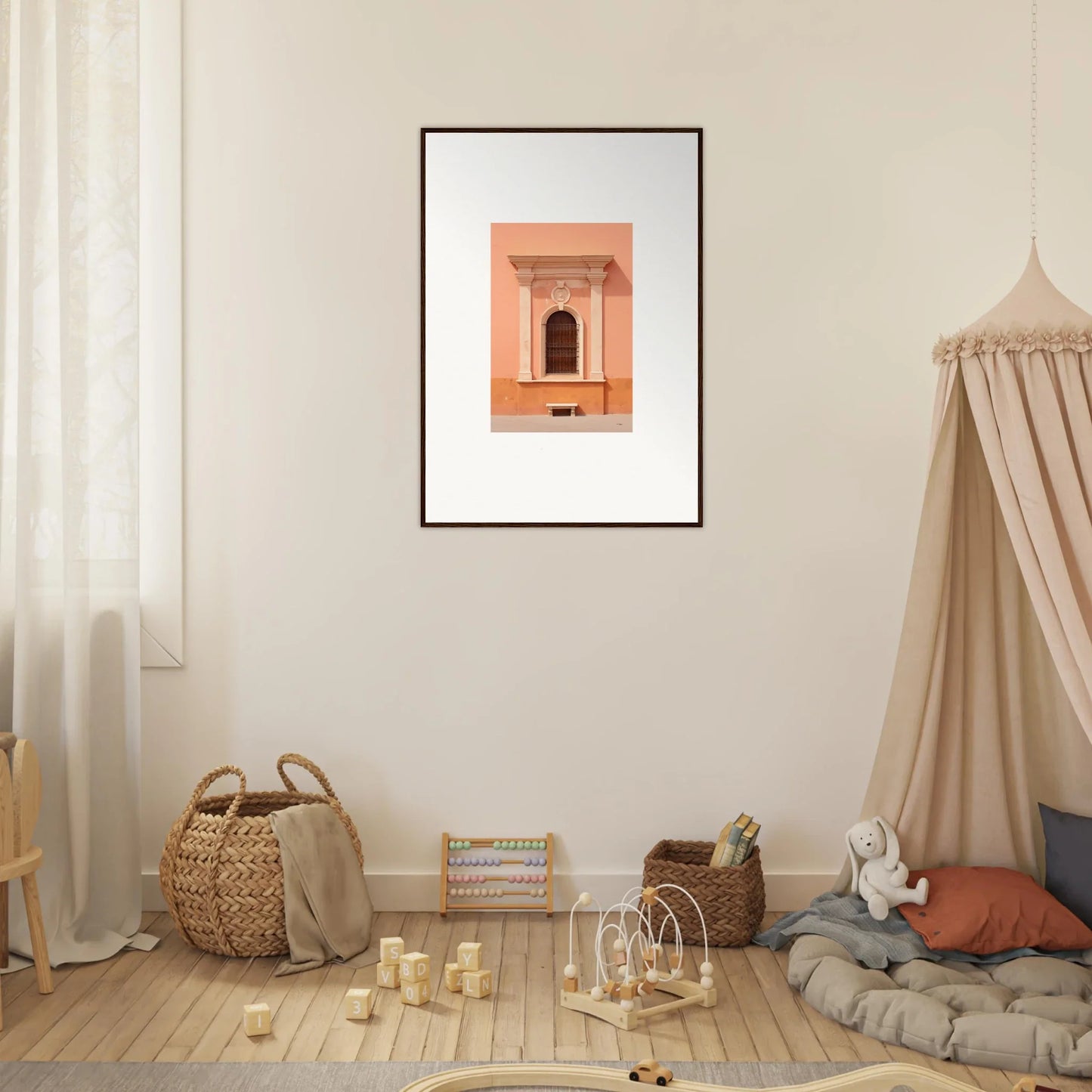 Framed wall art of a peachy-pink archway in Silent Sunset Oblique special edition art™