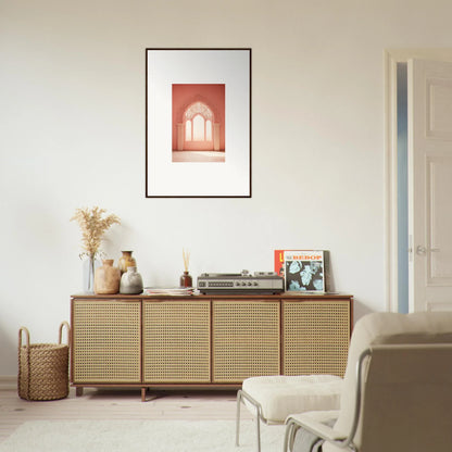 Wooden credenza with cane webbing panels, part of the Versaille Sunset Reimagined collection