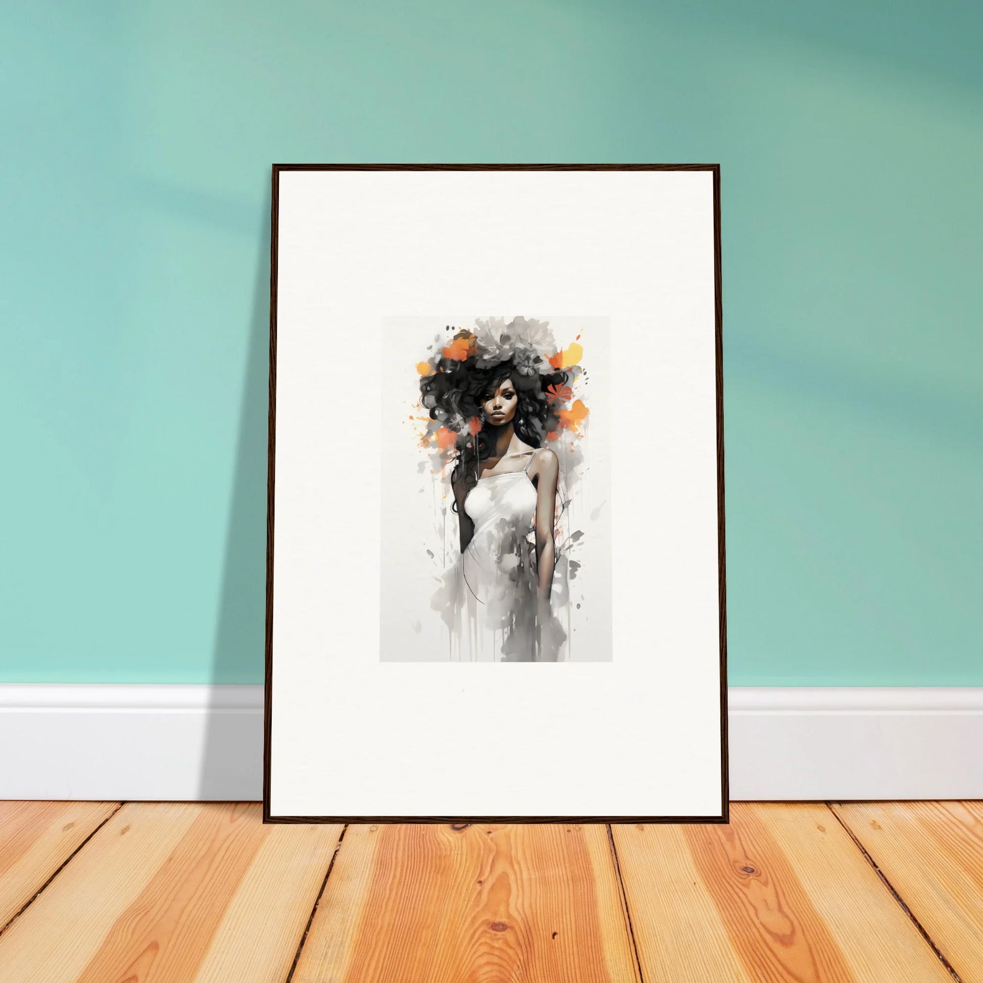 Framed wall art of Ethereal Echoes Blossoms with a figure and floral elements