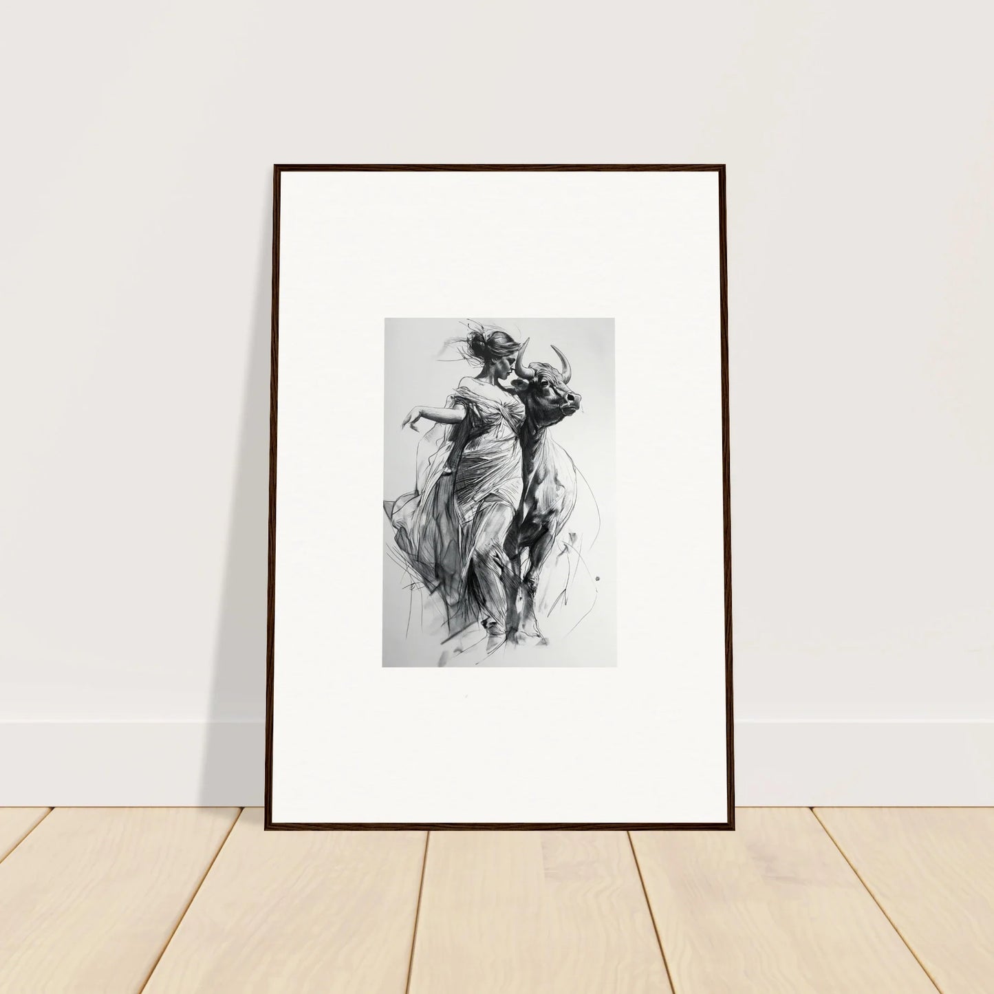 Framed black and white dancer sketch from the special edition art™ Metaphoric Taurus Whispers