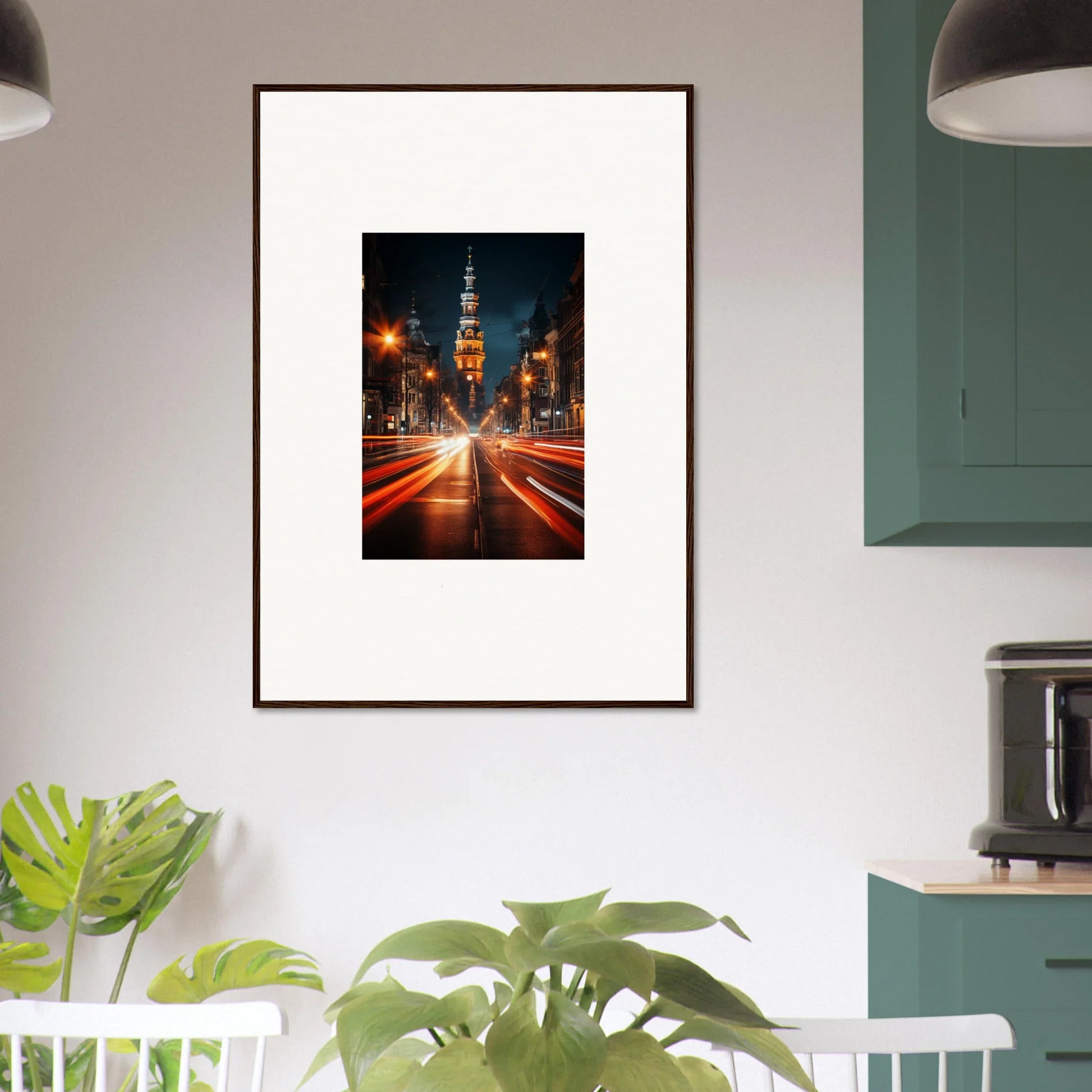 Framed photograph of a city street at night in Umbra Urban Nocturne special edition art™