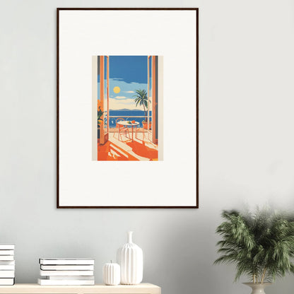 Framed poster of a tropical beach scene in Tranquil Mirage Brunch special edition art™