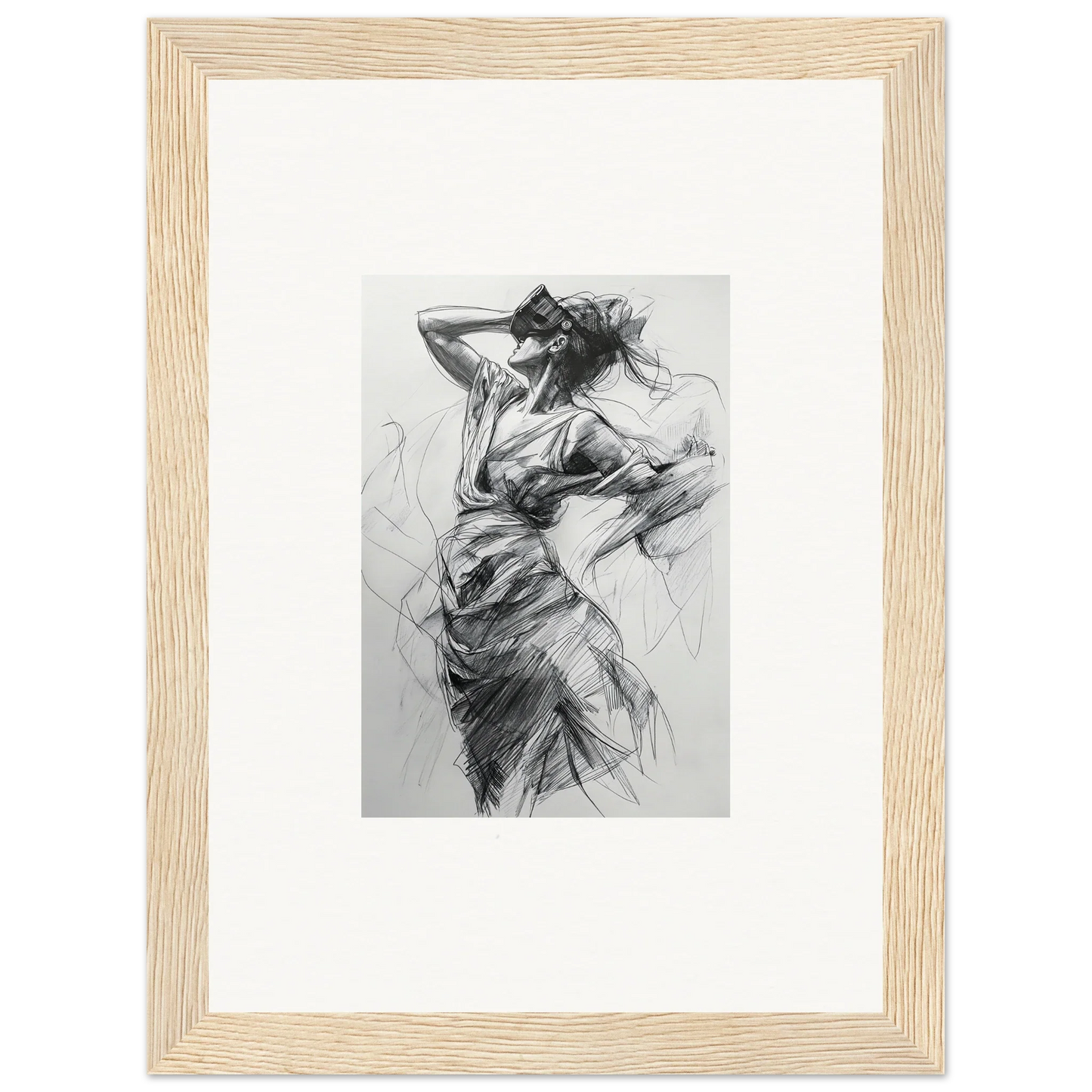 Expressive charcoal sketch of a dancer in motion on Sketch Mirage Matinee wall art