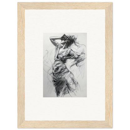 Expressive charcoal sketch of a dancer in motion on Sketch Mirage Matinee wall art