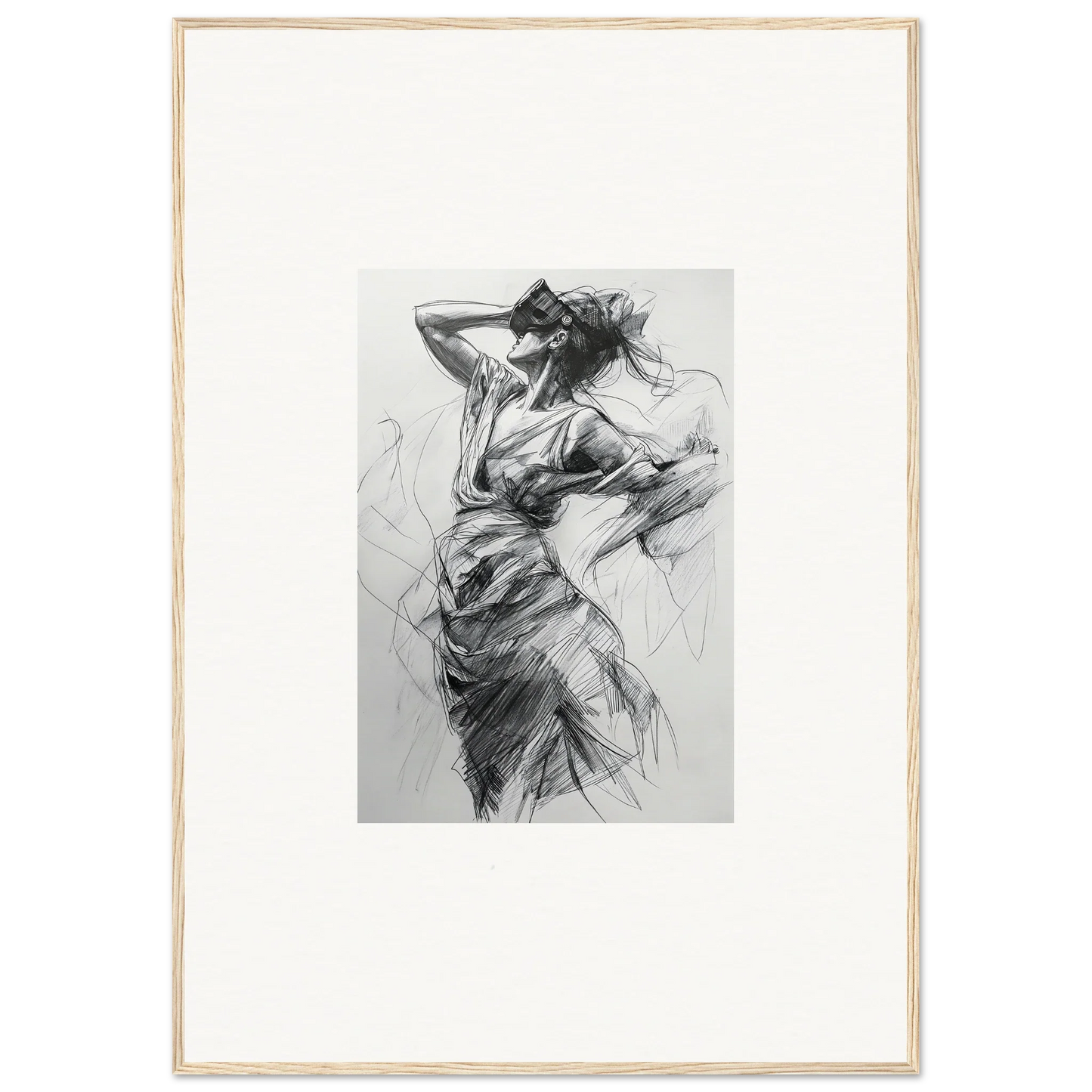 Expressive charcoal sketch of a dancer from Sketch Mirage Matinee for premium wall art