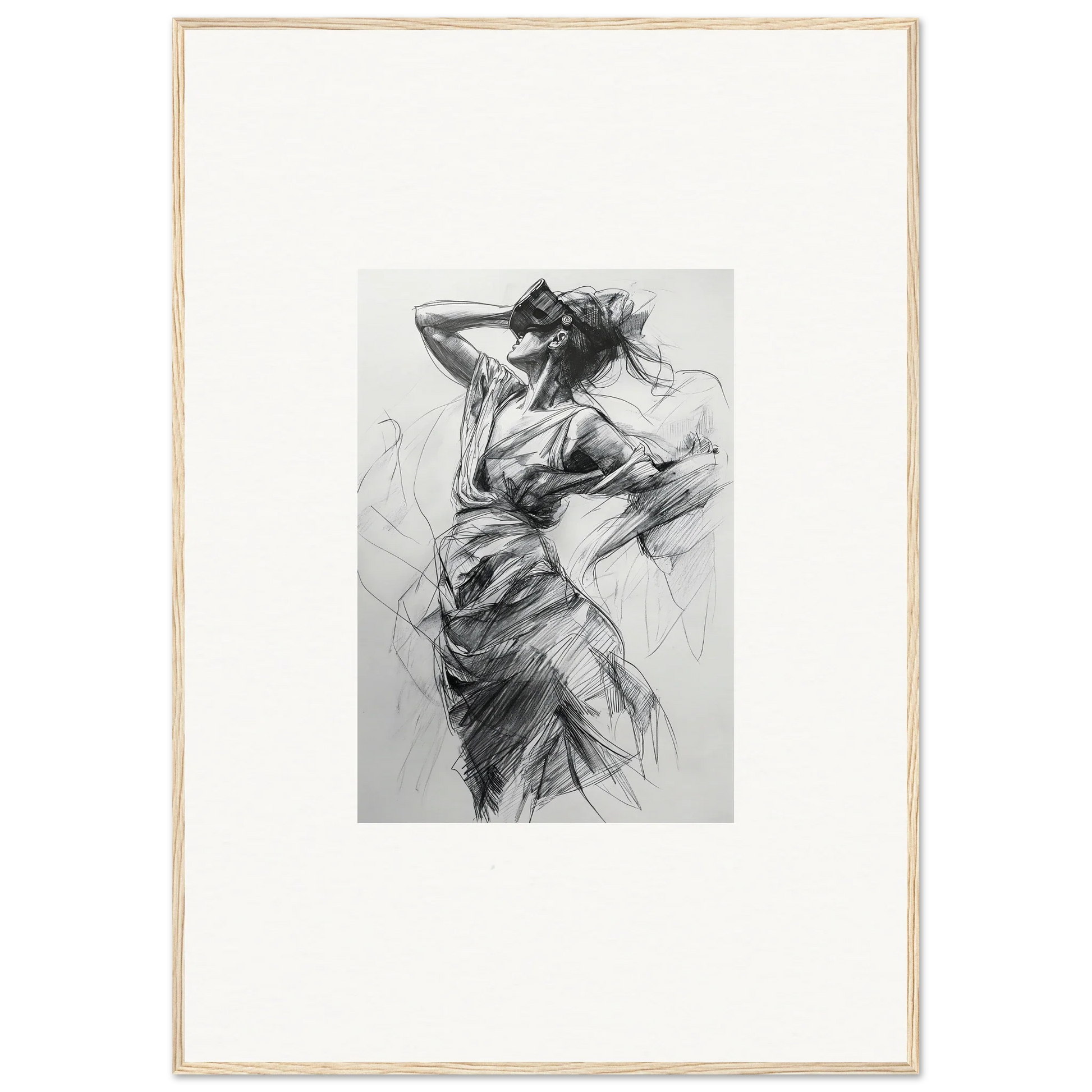 Expressive charcoal sketch of a dancer from Sketch Mirage Matinee for premium wall art