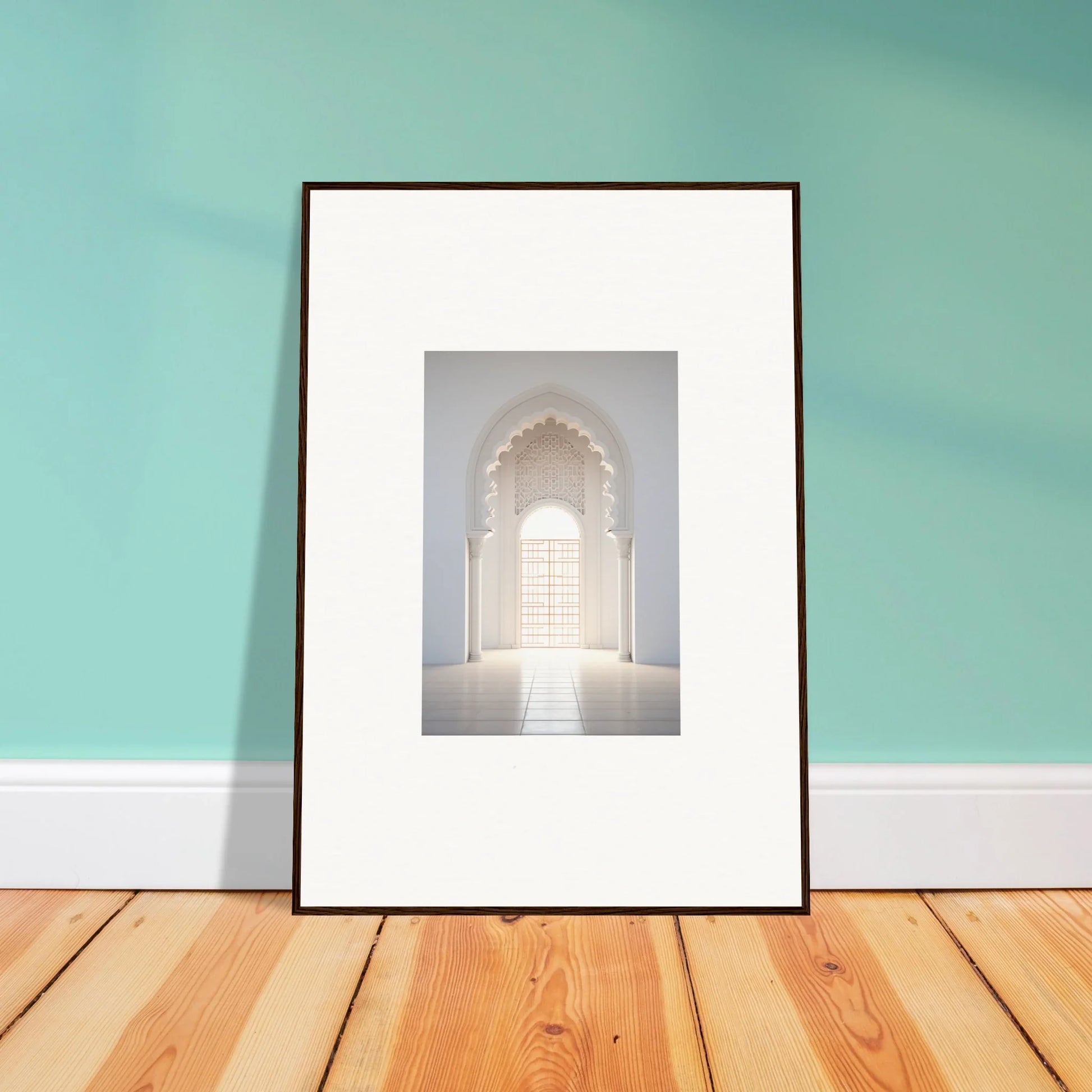 Framed photo of a white archway window from the Threshold Dreamscapes Portal collection