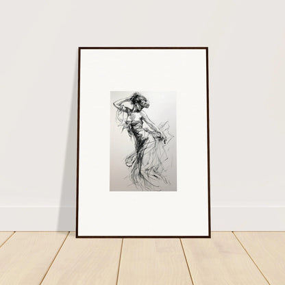 Framed black and white grace sketch of a dancer in motion from Virtual Grace Sketch special edition art™