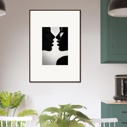 Black and white silhouette of two profiles in Sables Dance premium framed wall art