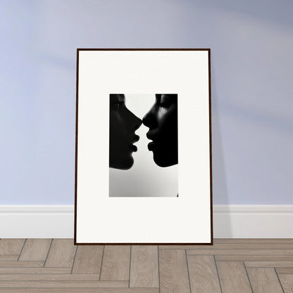 Black and white silhouette framed wall art of two profiles for Narcissus Mirror Haze