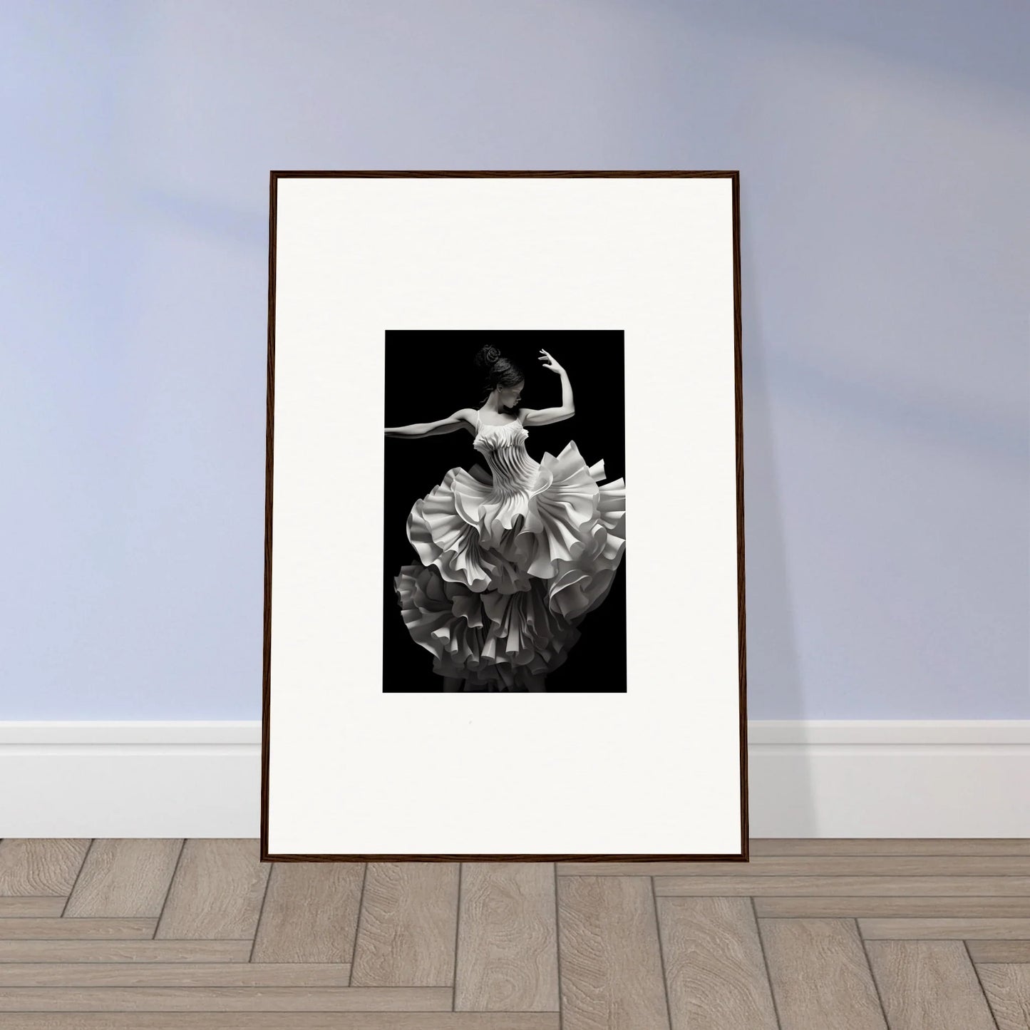 Framed black and white photo of a dancer from our Tangled Luminous Laces special edition art