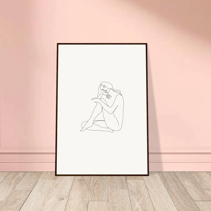 Minimalist line drawing of a seated nude figure, perfect for Mindful Dream Tangles wall art