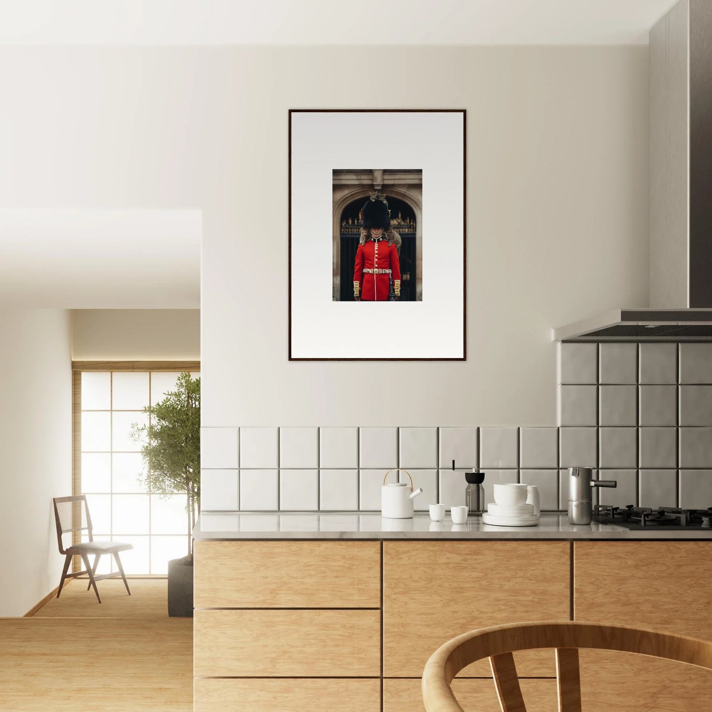 Framed photo of a British royal guard in red, part of Monarch’s Dreamaroos special edition art™