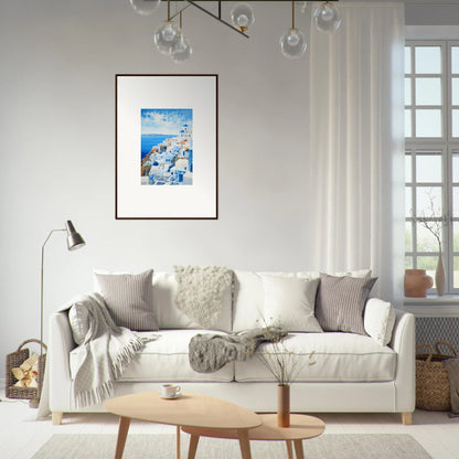 Cozy white sofa with gray and cream throw pillows, perfect for Serendipity Through Sparrows