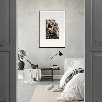 Framed canvas print of a European building facade for stylish room decoration