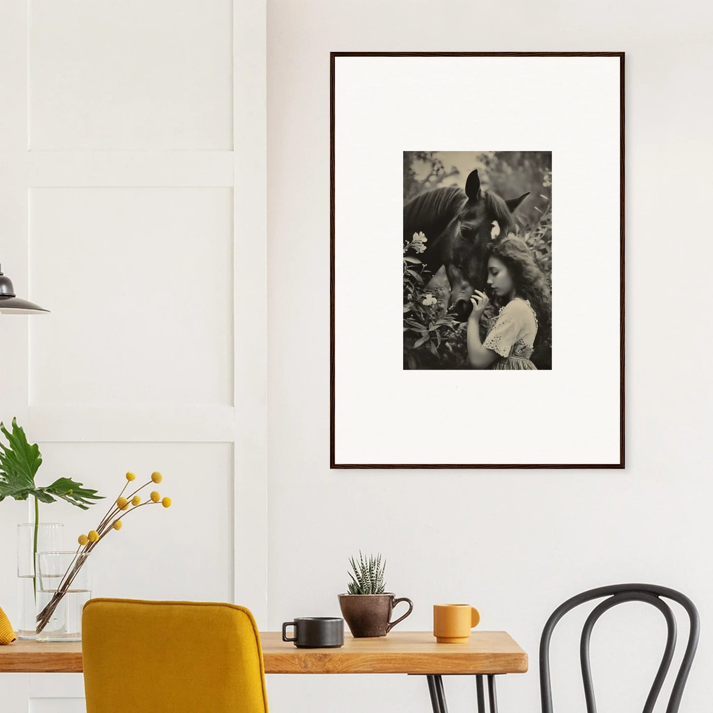 Black and white wall art of two people in an intimate pose for cozy room decoration