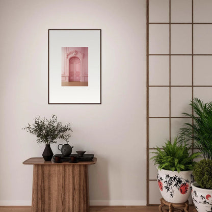 Framed pink photograph of an ornate doorway from Gentle Whims Myths special edition art